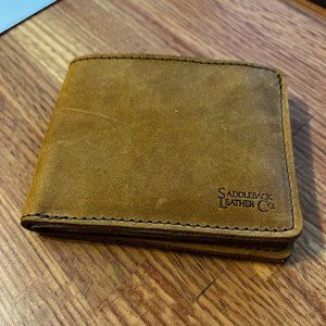 Saddleback Leather Wallet Medium Bifold Full Grain Leather Tobacco Brown